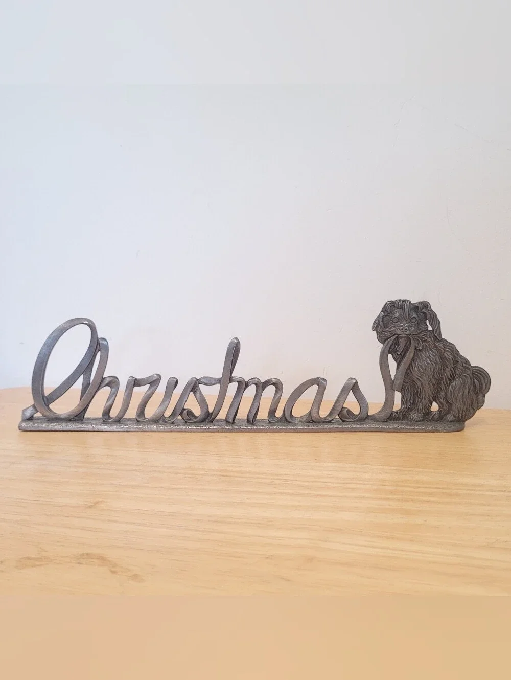 Metzke pewter Christmas dog mantel shelf sitters Vintage Holiday Decor